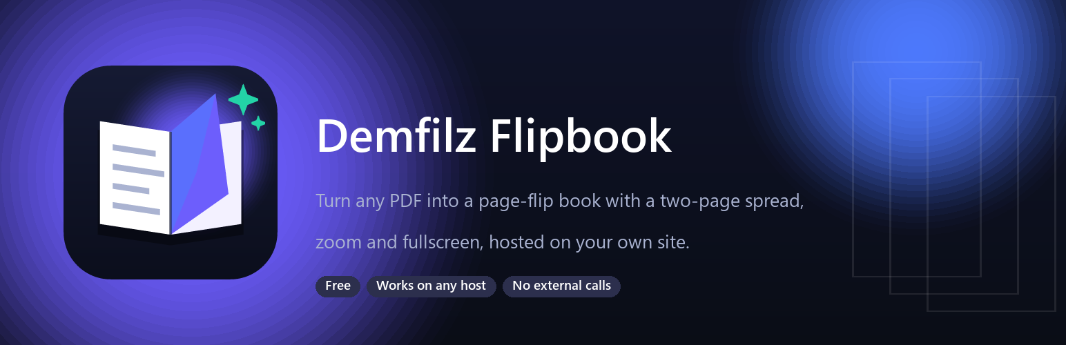 Demfilz Flipbook: an open book with a page turning
