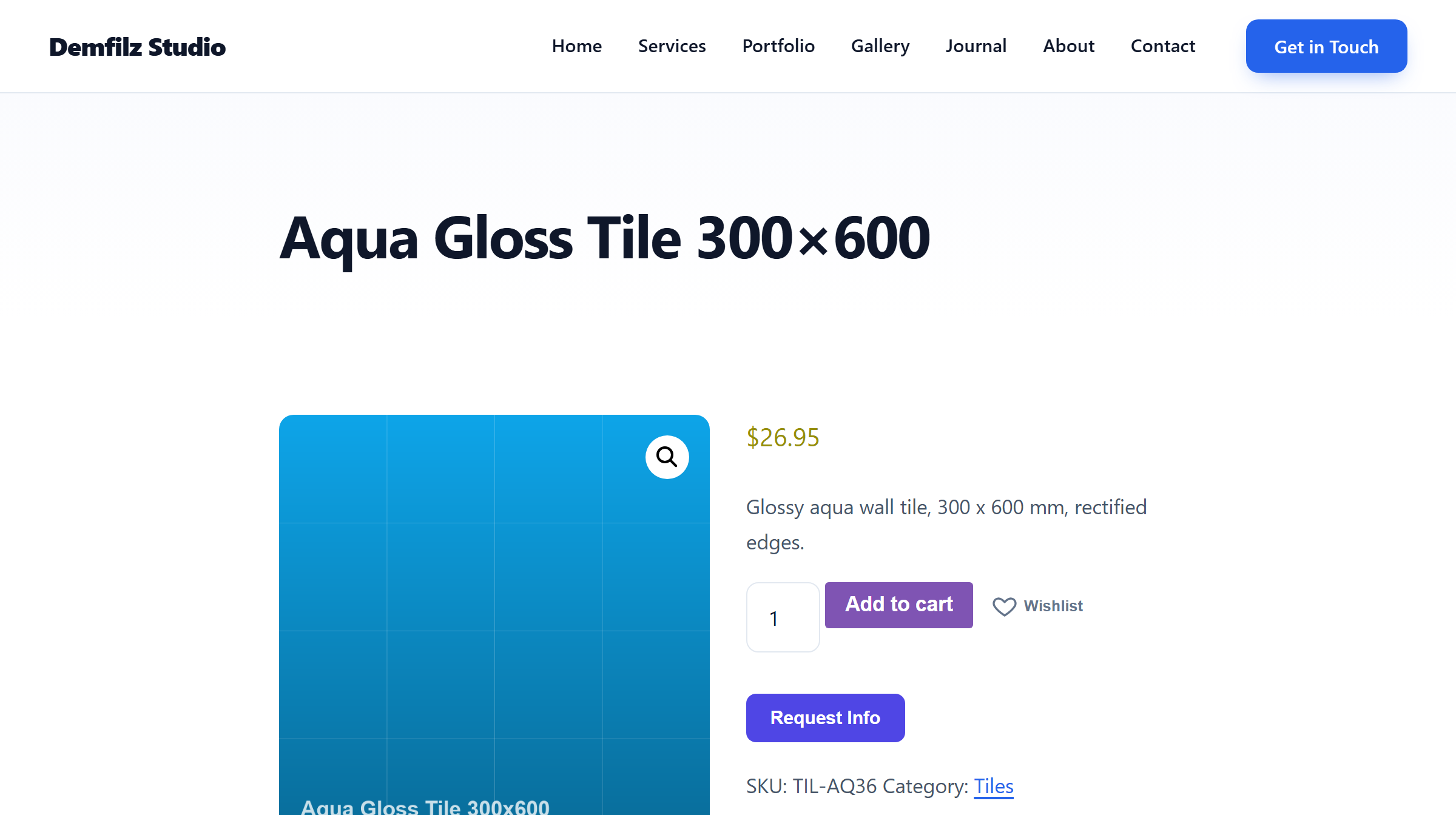 The Request Info button on a WooCommerce product page, after the add-to-cart area